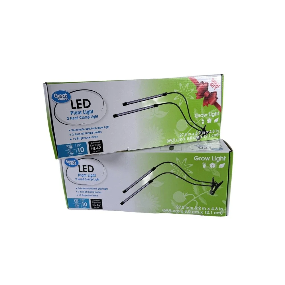 TWO PACK  2-Head Flexible LED Clamp Seed, Plant Grow Light‎ Selectable Spectrum